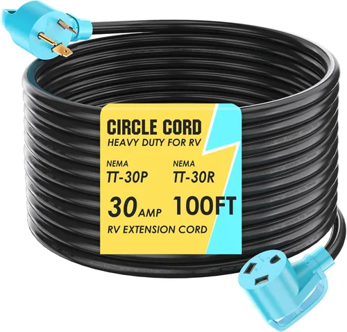 Vista 22 de CircleCord Cable de alimentación para caravana de 30 amperios de 36 pies con bloqueo giratorio, resistente calibre 10, 3 cables, STW de cobre puro