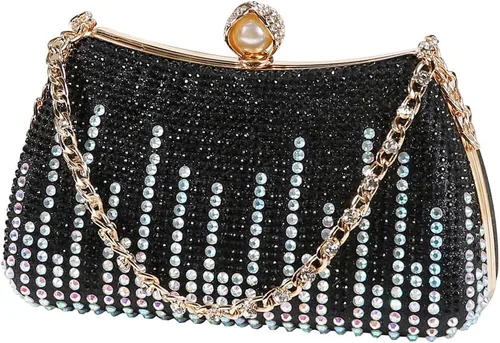 Vista 8 de Dreubea Bolso de noche con diamantes de imitación para mujer con cadena brillante