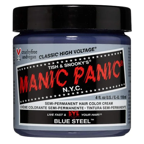 MANIC PANIC Blue Steel - Tinte para el cabello Classic High Voltage, color de cabello semipermanente color plateado con matices azules, vegano, sin
