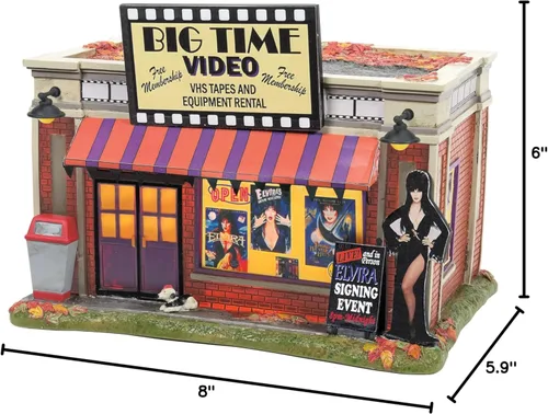 Vista 7 de Department 56 Elvira Mistress of The Dark Village Big Time Video Store - Edificio iluminado, 6 pulgadas, multicolor
