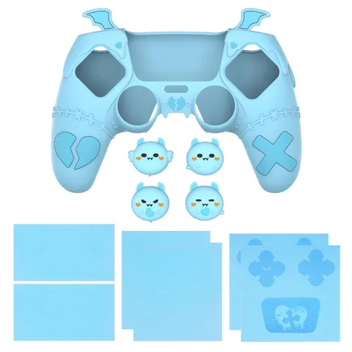 Vista 7 de PlayVital Gothic Imp Series Cute Silicone Case for ps5 Controller with 4 Thumb Grips and 6 Stickers, Anti-Slip Silicone Skin Cover, Compatible with