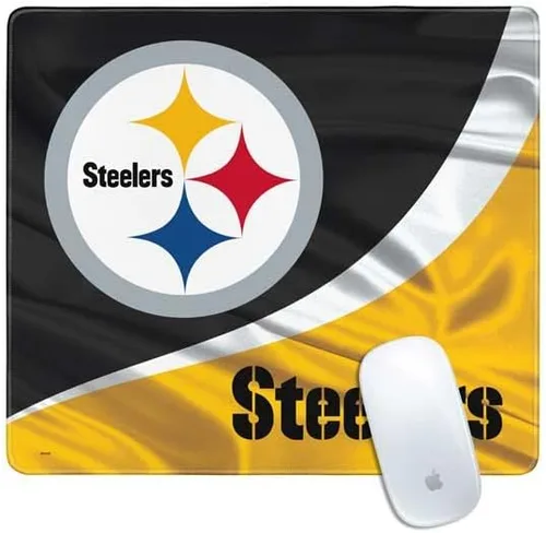 Skinit Alfombrilla de mouse pequeña para juegos, diseño oficial de Pittsburgh Steelers con bordes cosidos, impermeable, base de goma antideslizante,