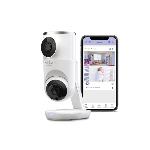 Hubble Connected Nursery Pal Dual Vision Smart Camera Monitor de bebé habilitado para Wi-Fi con seguimiento de movimiento AI, además de sonidos