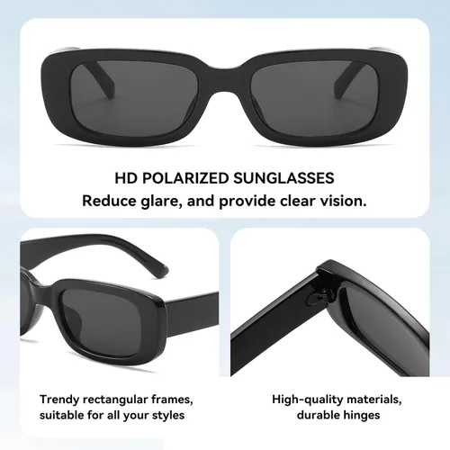 Vista 3 de Dollger Lentes de sol rectangulares para mujeres y hombres, de moda, retro, a la moda, protección UV 400, cuadrado Fram