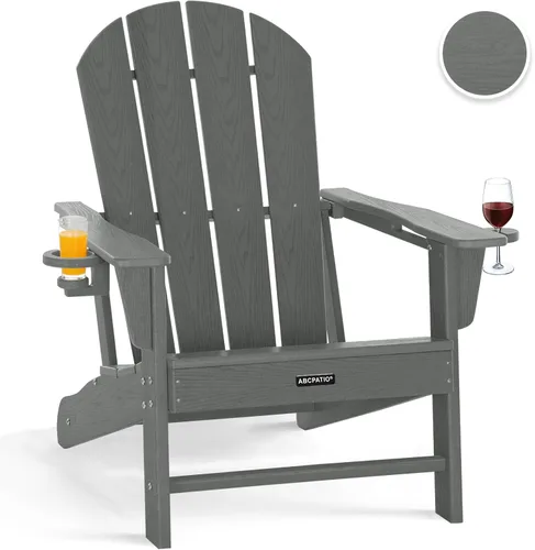Vista 11 de Sillas Adirondack plegables – Silla Adirondack de plástico con soporte para tazas, sillas para exteriores resistentes a la intemperie