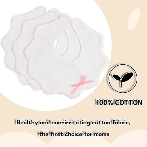 Vista 5 de Bamery Baberos tipo bandana para bebé, baberos de algodón blanco para babeo y dentición, absorbentes para niños y niñas