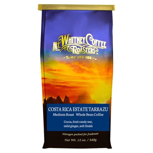 Vista 26 de Mt. Whitney Base Camp Blend - Café de grano entero tostado oscuro medio bajo en ácido, 12 onzas (paquete de 1)