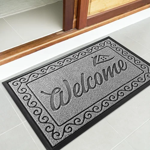 Vista 8 de Yimobra Tapete de bienvenida para puerta delantera, resistente, fácil de limpiar, para interiores y exteriores, impermeable, de secado rápido