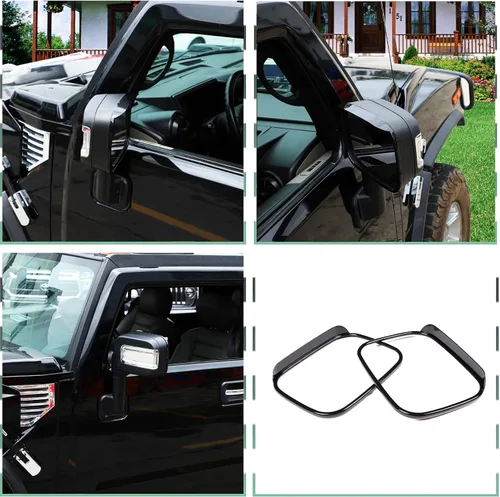 Vista 5 de Compatible con Hummer H2 2003-2009 - Espejo retrovisor de lluvia, espejo retrovisor, cejas de lluvia para accesorios Hummer H2 2003-2009 (negro)