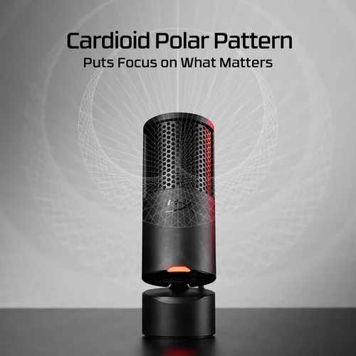 Vista 8 de HyperX SoloCast 2 - Micrófono condensador USB para juegos para PC, USB-C a USB-A, filtro pop integrado, soporte de choque interno, Plug and Play, 24