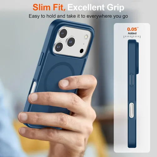 Vista 1060 de SUPFINE - Funda magnética para iPhone 13 Pro Max (compatible con MagSafe), (protección contra caídas de grado militar de 10 pies), delgada, Negro