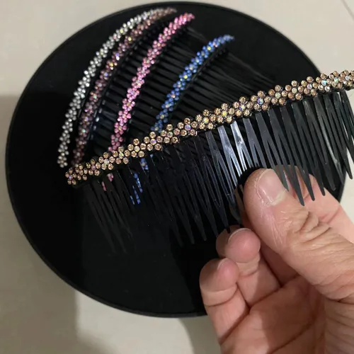Vista 5 de 5 unids 24 dientes peine clip abrazadera para señora niñas pelo peines de pelo Rhinestone pelo lado peines 4.72