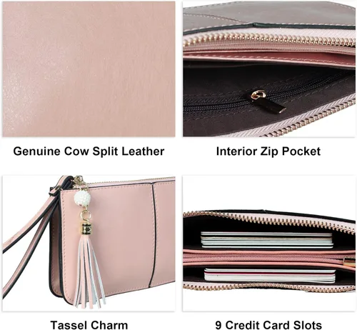 Vista 5 de Befen - Bolso clutch de mano de cuero con correa para teléfono celular, organizador de tarjetas
