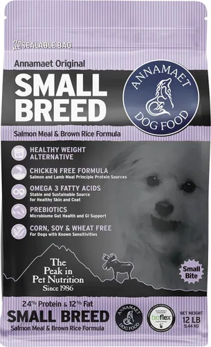 Vista 4 de Annamaet Original - Alimento seco para perros con fórmula de salmón de raza pequeña, (arroz con salmón y arroz integral), bolsa de 4 libras