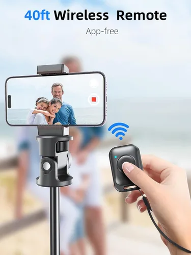 Vista 6 de Kaiess Trípode de teléfono de 62 pulgadas y palo para selfie, soporte de luz extensible para fotografía con control remoto inalámbrico, más sólido
