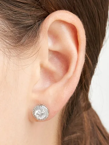 Vista 3 de Tienda Essentials Cubic Zirconia Classic Halo Stud Earrings in Sterling Silver