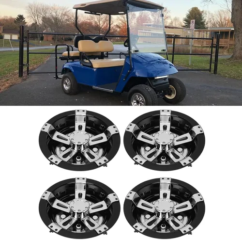 Vista 7 de Fundas para ruedas de carrito de golf de 8 pulgadas, tapas de rueda de ABS con acabado plateado, accesorios para carrito de golf EZGO Club Car Juego