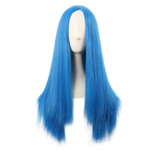 Vista 7 de MapofBeauty - Peluca sintética larga especial para mujer, de 28 pulgadas (70 cm), cabello lacio, color negro