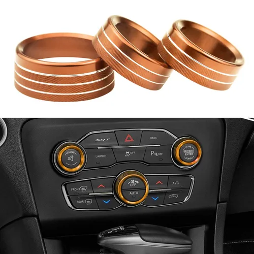 Vista 5 de Para Dodge Challenger Charger (2015-2021), cubierta de perilla de control de clima de CA, interruptor de sintonización de volumen automático, ajuste