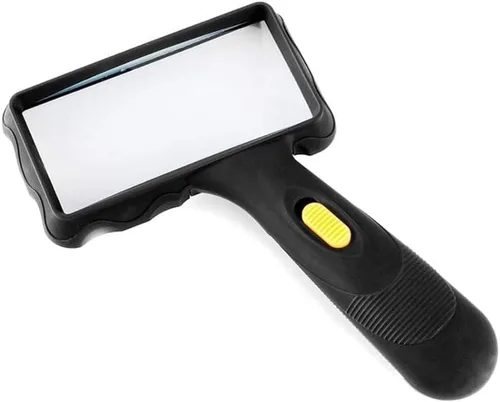 Lupa rectangular de mano, lupa de luz LED, lupa de lectura 10X para personas mayores, baja visión, degeneración macular