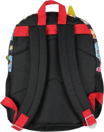 Vista 4 de Bioworld Pokemon Mochila 3D Pikachu Bulbasaur Squirtle Charmander 14" Mochila de viaje escolar para niños