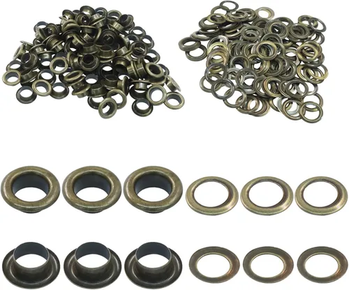 Vista 16 de ZOCCVI Kit de ojales y arandelas de metal, 0.197 in, 200 juegos, bronce
