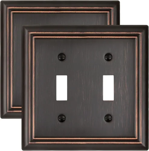 Vista 17 de Combinación de bronce envejecido 1 interruptor/1 placa de pared ciega, paquete de 1 cubiertas metálicas ciegas para interruptor de luz, 2