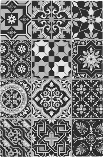 Vista 2 de Azulejos Negros Texturas Modernas Retro Marruecos 1 Gang Cubierta de Interruptor de Luz Sin Dispositivo Placa de Pared en Blanco Decorativa Placa