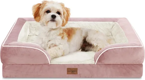 Vista 272 de Comfort Expression - Cama ortopédica para perros pequeños, 20 x 14 pulgadas, cama impermeable y de apoyo de espuma con cojines removibles, sofá