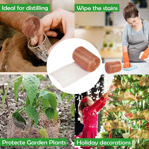 Vista 6 de Wanqueen Rollo de malla de cobre para ratones, ratas, repelente de roedores, resistente de 5 pulgadas x 32 pies de lana de cobre para control