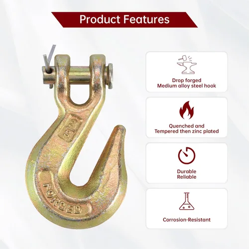 Vista 5 de 2 ganchos de agarre de horquilla de 3/8 de pulgada, gancho de cadena de grado 70, 7500 libras, límite de carga de trabajo para transporte