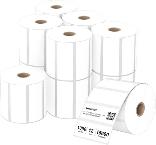 Vista 9 de Etiqueta térmica directa de 2 x 1 pulgadas, papel para códigos de barras, franqueo, dirección, perforada y compatible con impresoras Rollo, Zebra