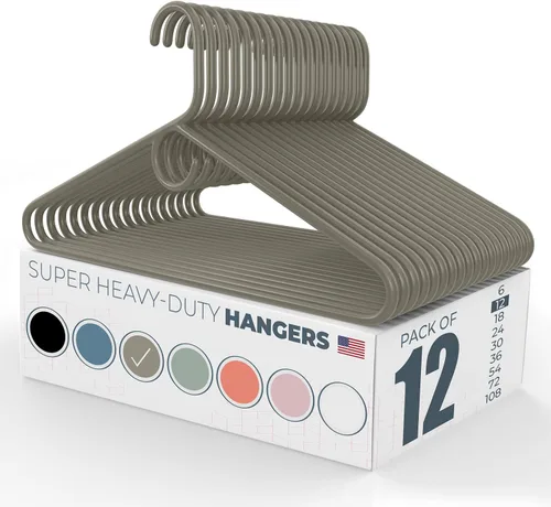 Vista 63 de Neaties Paquete de 6 perchas para ropa súper resistentes, fabricadas en los Estados Unidos, capacidad de 10 libras, perchas de plástico grueso