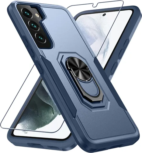 Vista 10 de Funda compatible con Samsung Galaxy S22 con protector de pantalla (no para S22+), resistente a prueba de golpes, funda de teléfono de cuerpo
