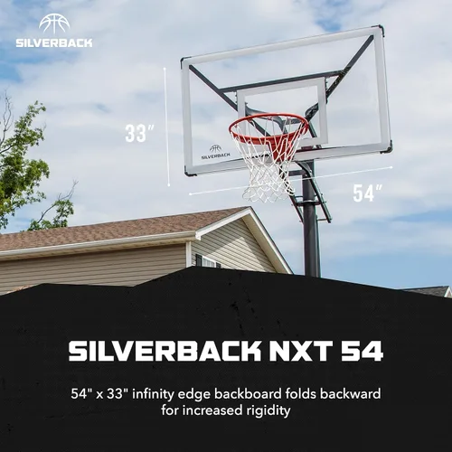 Vista 2 de Silverback NXT - Aros de baloncesto enterrados de 54 pulgadas y NXT de 60 pulgadas con tablero de baloncesto de altura ajustable y diseño QuickPlay