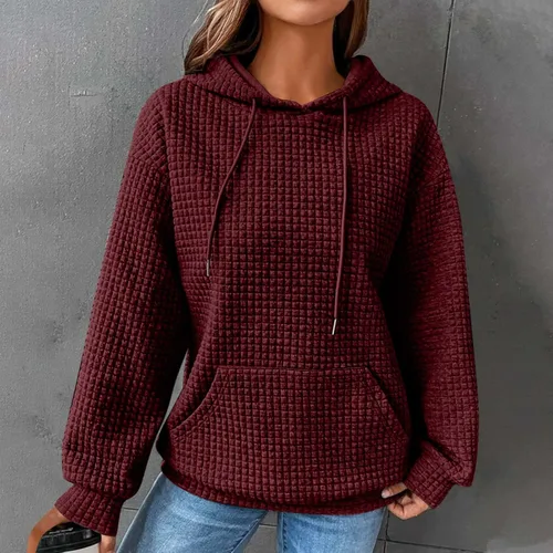 Vista 2 de Qenging Sudaderas con capucha para mujer, color sólido, casual, otoño, 2023, sudadera con capucha básica, blusa de moda para mujer