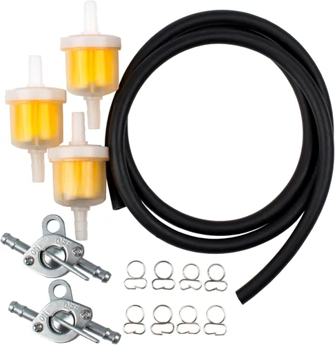 Manguera de combustible de 1/4, manguera de combustible de gas, abrazaderas de filtro de aceite, válvula de cierre de combustible en línea Petcock,