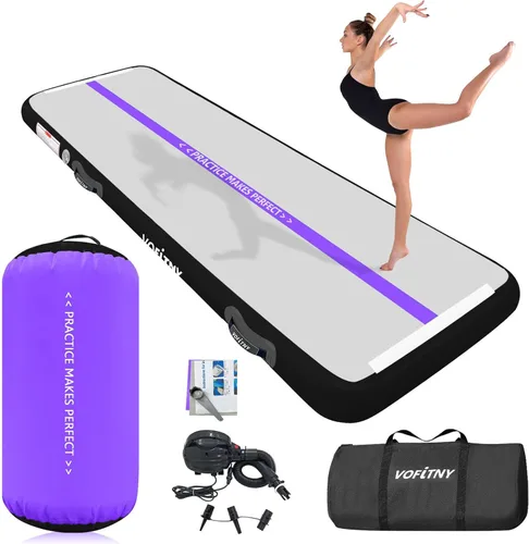 Vista 10 de VOFiTNY - Esterilla inflable de gimnasia con pista de caídas y barril de aire octogonal con bomba para uso doméstico/gimnasio