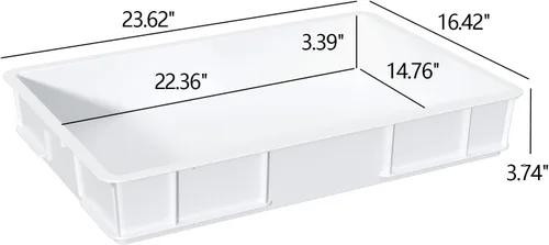 Vista 2 de Kekow Paquete de 4 recipientes de plástico a prueba de masa de pizza, bandejas de masa apilables comerciales para pizza, 23.62 x 16.42 x 3.74