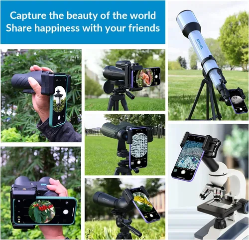 Vista 7 de APEXEL Adaptador de Teléfono para Telescopio, Adaptador de Foto Binocular para Android e iPhone, Soporte de Montaje de Teléfono para Telescopio