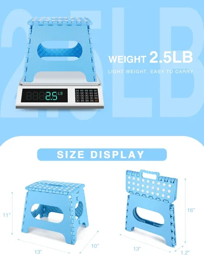 Vista 163 de Dyforce Taburete plegable de 11 pulgadas, taburete duradero para niños, taburetes resistentes para adultos, taburetes de pie compactos, taburete