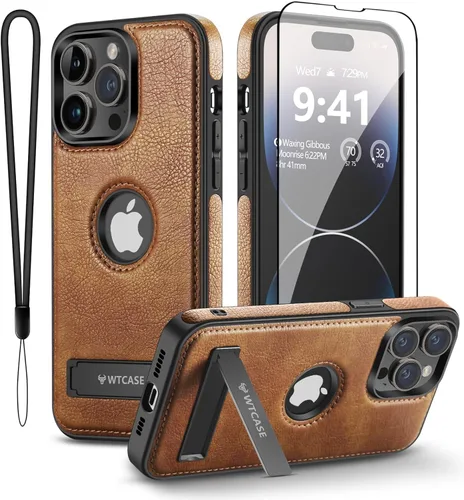 Vista 13 de WTCASE Funda magnética de piel para iPhone 14 Pro Max, soporte invisible integrado [compatible con Magsafe] protector delgado compatible con iPhone