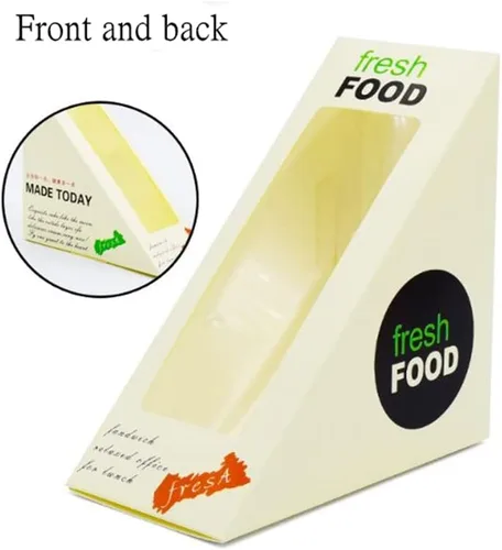 Vista 4 de Hewnda Caja de sándwich de 100 piezas, caja de comida para llevar ecológica con ventana para panadería, restaurante y servicio de comida para llevar