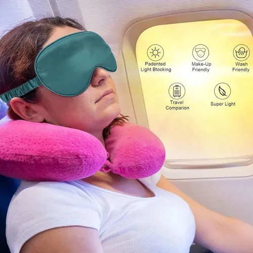 Vista 7 de Máscaras de dormir de seda de 4 piezas, máscara de ojos para dormir, máscaras de ojos para dormir para hombres y mujeres, máscara de dormir