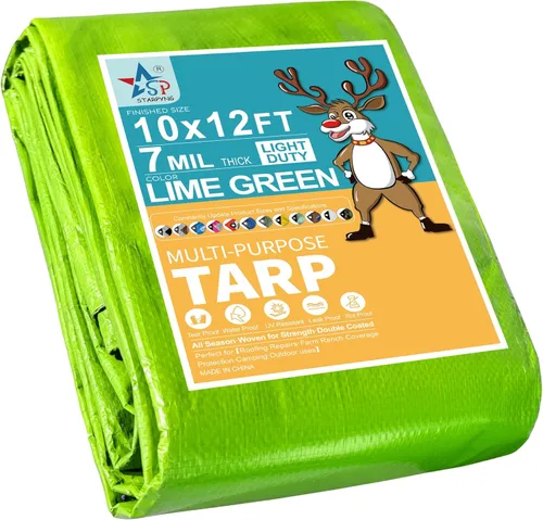 Vista 40 de STARPYNG - Lona azul de 7 mm 6x8 pies - Lona impermeable multifuncional azul - Lona impermeable de polietileno resistente a los rayos UV, a prueba