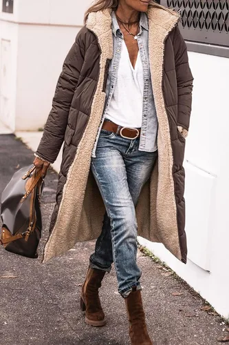 Vista 39 de PRETTYGARDEN Ropa de moda de invierno 2025 para mujer, abrigos largos de forro polar de lana de oveja de gran