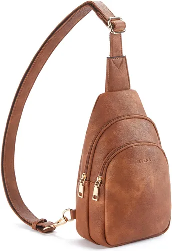 Vista 175 de Telena Riñonera pequeña para mujer, de cuero, cangureras, bolsa de pecho para mujer
