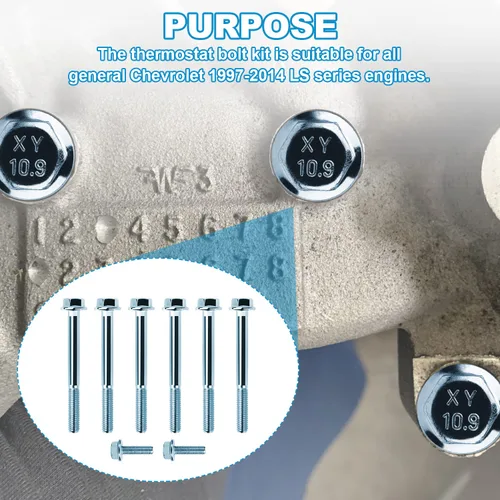 Vista 4 de Kit de tornillos para bomba de agua LS Kit de tornillos para termostato Compatible con todos los motores GM Chevrolet 1997-2014 Serie LS LSX LS1 LS2
