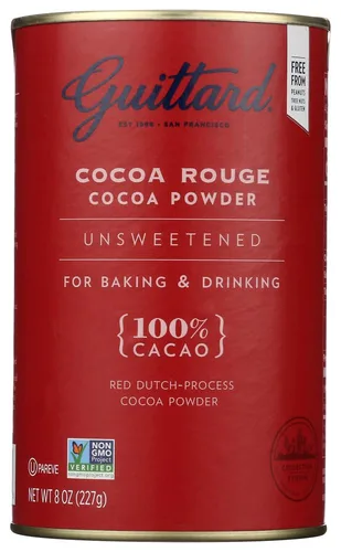 E Guittard Cacao en polvo, cacao de proceso holandés rojo rojo sin azúcar, lata de 8 onzas