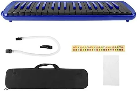 37 Key Melodica F-37s Azul con Boquilla y Bolsa Instrumento de Viento para Principiantes